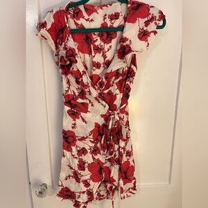 Free people Floral Red and White Wrap Dress